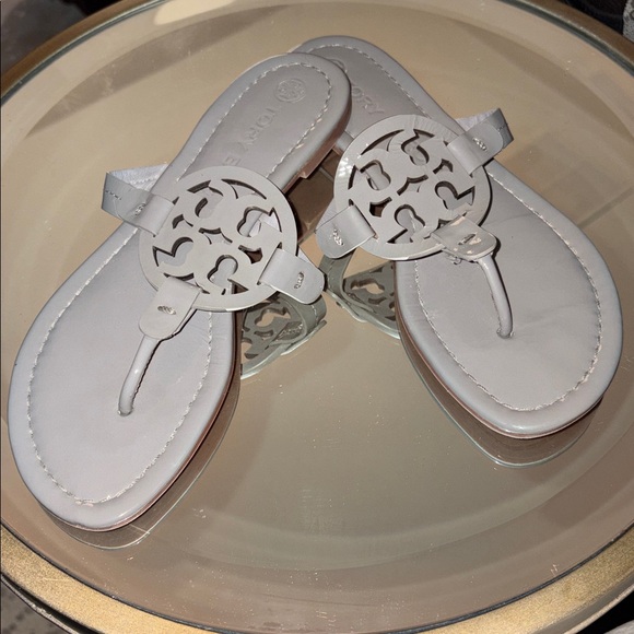 Tory Burch Shoes - Tory Burch “Miller” Gray Patent Leather Sandals Size 7 1/2M